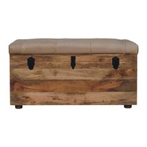Beige Buffalo hide leather Storage Trunk - $556.00