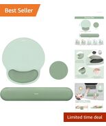 Memory Foam Wrist Support & Curved Mousepad - Ergonomic Design in Antique Green