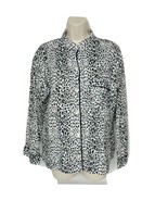Victorias Secret Button Down Shirt Size Medium Black White Tan Leopard P... - $367.95 MXN