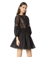 Womens ENDLESS ROSE Flared Boho Dress Crochet Trim Metal Detail Black Sz... - $59.39