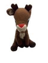 Rudolph The Red Nosed Reindeer Plush  Sitting Sewn in Eyes - $6.55