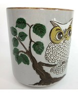 Vintage Embossed OWL Tree Mug Hand Painted Japan Stoneware - £21.61 GBP