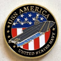 Us Navy - Uss America CV-66 Naval Aircraft Carrier Top Gun Challenge Coin - £11.66 GBP