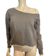Pūrvelo Distressed Cropped Sweatshirt Women&#39;s Medium Grey - $26.05 CAD