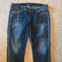 Womens Silver Twisted Capri jeans -- good condition image 3