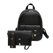 3pcs/Set Women PU Leather Backpack Female Solid Color School Bags Teenage Girls  - £23.13 GBP