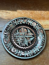 Small Etched Floral Solid Copper Thin Plate for Hanging – 5.75 inches in diamete - £9.02 GBP