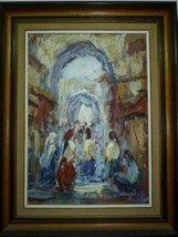 Shmuel Lamm Vintage Oil Painting, Women in Jerusalem Old City Market, 50 x 35 cm - £160.25 GBP