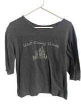 Disney Parks Gray Womens M 3/4 Sleeve Dark Gray Round Neck T shirt - £4.89 GBP