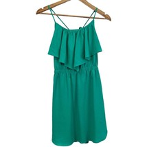 American Eagle Womens XS Mini Dress Ruffle Top Teal Green Strappy Sundress  - £14.50 GBP