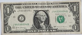 US$1 Fancy Serial Banknote 2017 Trinary 44330004 - $4.95
