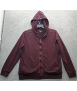 Eddie Bauer Hoodie Womens Large Burgundy Sherpa Lined Ribbed Cuff &amp; Hem ... - $24.25