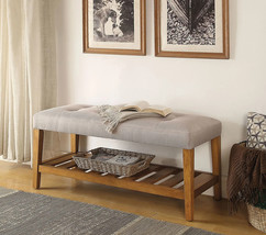 Entryway Ottoman Bench - Wood Shoe Bench - Light Gray Oak - Furniture Livingroom - £133.67 GBP