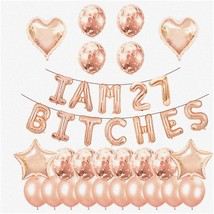 27th Birthday Bash Bonanza - Sassy Banner, Glitzy Confetti, Rose Gold Ba... - £25.22 GBP