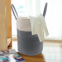 2 Pack - 58L Woven Laundry Basket Cotton Tall Hamper for Blankets Clothes - £13.96 GBP