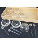 Vintage Set of 8 Glass Salt Cellars w/ 5 Glass Spoons Starburst Original... - €32,76 EUR