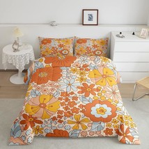 Hippie Flower Comforter Set Queen Groovy Birthday Decorations Bedding Set Cute R - £81.52 GBP