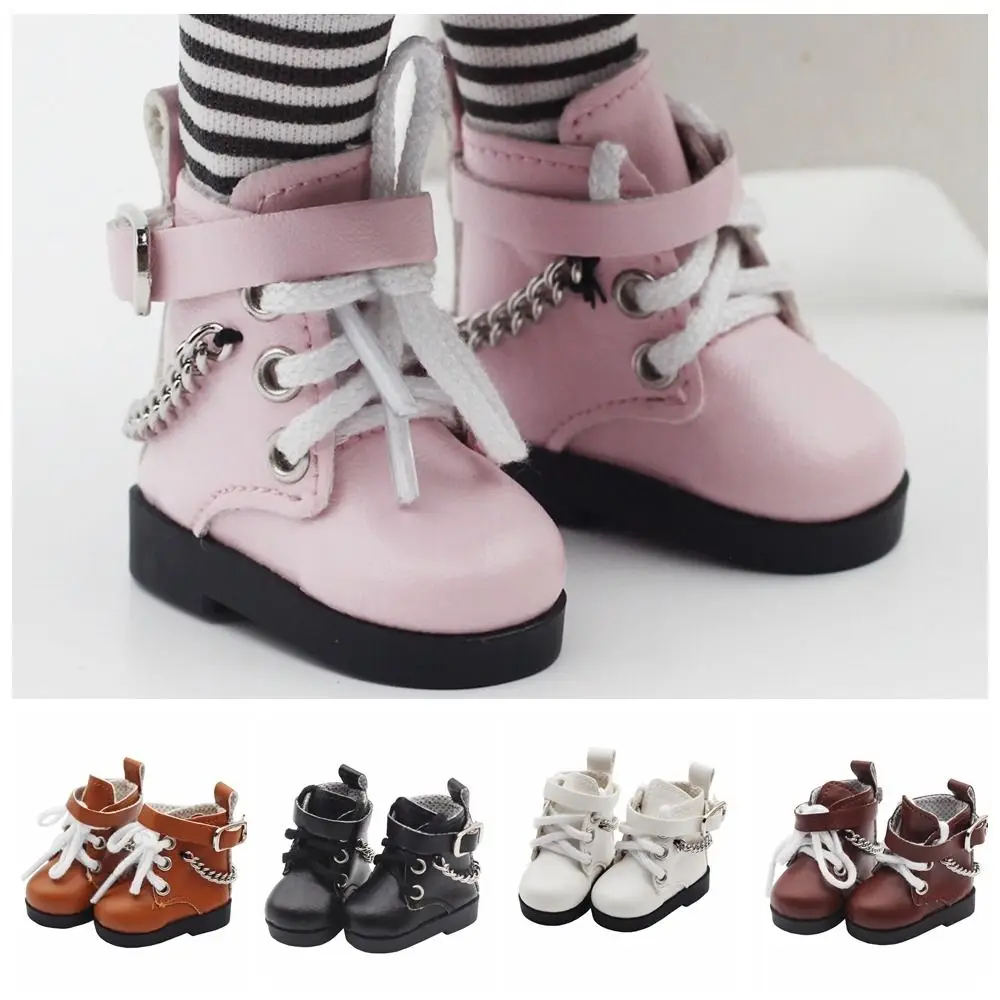 1 Pair 15CM 1/6 Doll Shoes PU Leather Mini Chain Boots Replacement Outfit - £8.07 GBP+