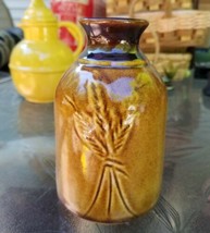 Pottery Bud Vase by Dekrech Originals made in USA, embossed wheat - $261.18 MXN