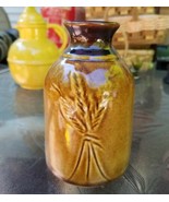 Pottery Bud Vase by Dekrech Originals made in USA, embossed wheat - $18.78 CAD