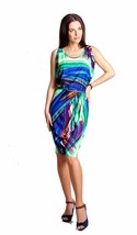 SUMMER CASUAL DRESS Colorful Stretch Belted Dress Elastic Waist European... - £61.76 GBP