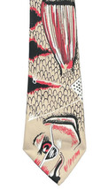 Vintage Fox Hill Mens Beige Tan Sunfish Fanciful Fish 1986 Neck Tie Neck... - £6.26 GBP