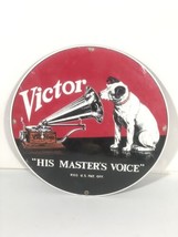 Victor &quot;His Master&#39;s Voice&quot; Ande Rooney Porcelain Metal Collectable Sign Display - £47.40 GBP