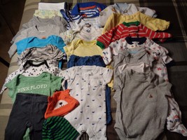 Lot of 25 pieces, boys 0-3 months clothing outfits. - $40.59