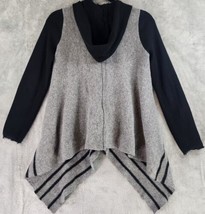 Free People Hoodie Womens Extra Small Gray Black Striped Wool Button Up ... - £44.25 GBP