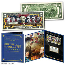 American Civil War Confederate Generals Genuine $2 Bill 8x10 Collectors Display - £14.42 GBP