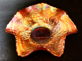 Antique 1910s FENTON Marigold Carnival Glass PINECONE Pattern Ruffled Dish Bowl - £30.98 GBP