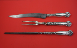 Carnation by Wallace Sterling Silver Roast Carving Set 3-pc knife 14&quot; fork 11&quot; - £302.87 GBP