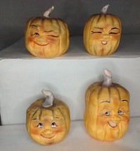 Allyson Nagel Pumpkins anthropomorphic 1995 Halloween fall 4 Pc resin figurines  - £35.64 GBP