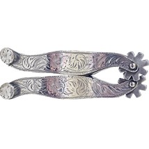 Vintage Sterling Silver Ladies 8 Point Blunt Rowel Fixed Button Steel Sh... - £314.23 GBP