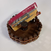 Vintage Wooden Nut Bowl Octagon Shape Studed Slat Sides w/Nut Cracker Pi... - $14.85