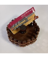 Vintage Wooden Nut Bowl Octagon Shape Studed Slat Sides w/Nut Cracker Pi... - $272.80 MXN