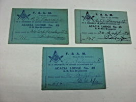 Masonic Membership Cards Acacia Lodge 49 Moncton NB AJ Fawcett VTG 1940s 1950s - £14.87 GBP