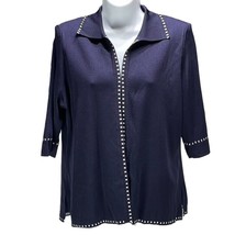 MISOOK Sweater Blue Jacket Open Front Knit Cardigan Woman&#39;s Size M - £28.76 GBP
