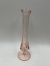 Mid Century Pink Bud Footed Swung Glass Vase Swung 8” Retro MCM - $28.05