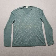 Banana Republic Sweater Mens Large Green Pullover V Neck Cotton Lightweight - $341.38 MXN