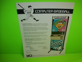 Computer Baseball Original 1973 Vintage Arcade Game Promo Flyer MCI Ltd. Unique - £17.39 GBP