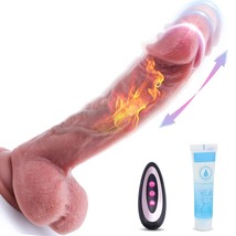 Thrusting Realistic Dildo Vibrator With Vibrating &amp; Heating, Soft Silico... - £43.95 GBP