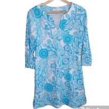 Jude Connally | Blue White Paisley Floral Print Shift Dress, womens size medium - £45.85 GBP