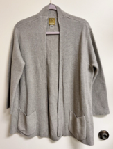 Damask Women&#39;s SZ LRG Taupe Oatmeal Sweater Jacket Patch Pockets - $19.80