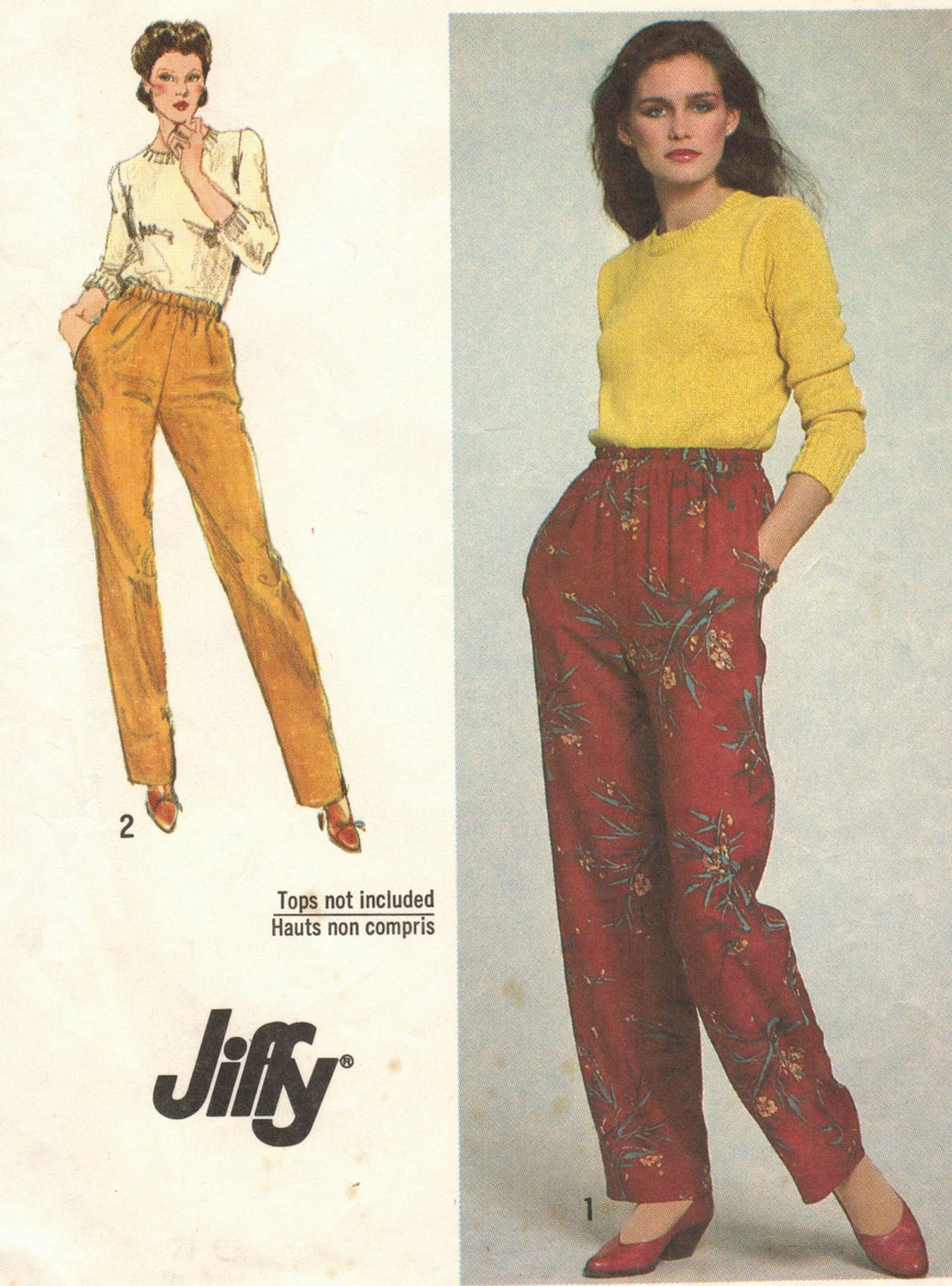 Vintage 1980 Misses Easy Fit Jiffy Pull-On Baggy Taper Leg Pants Sew Pattern S14 - $11.99
