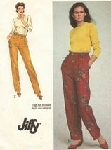 Vintage 1980 Misses Easy Fit Jiffy Pull-On Baggy Taper Leg Pants Sew Pat... - $11.99