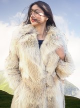 Coyote Fur Coat Coats Large Plush Shawl Collar S Fast Shipping - £361.19 GBP