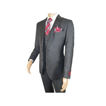 Men Suit BERLUSCONI Turkey 100% Italian Wool Super 180's 3pc Vested #Ber12 Gray image 4
