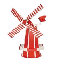 41&quot; POLY WINDMILL - Red &amp; White Working Dutch Garden Weathervane Amish USA - $539.97
