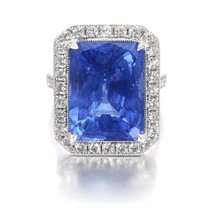 5Ct Sapphire Engagement Ring Antique Sapphire Halo Ring Art Deco Wedding Ring - £1,039.92 GBP